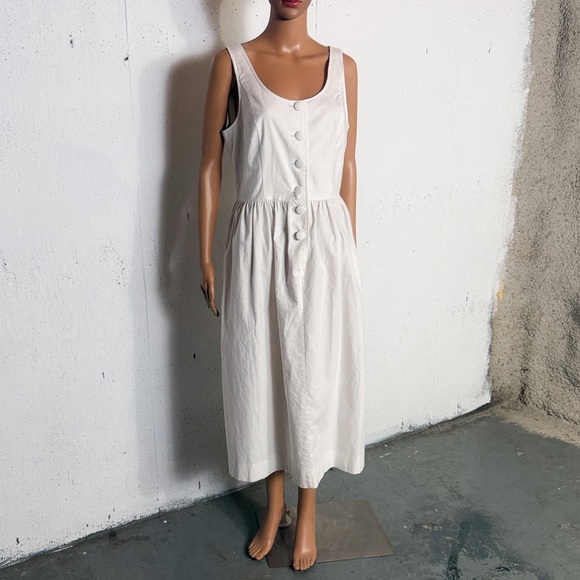 Vintage Dresses & Skirts - Laura Ashley Cream Button-Front Midi Dress, Fits S-M